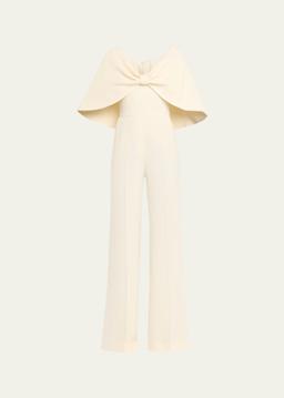 Wide-Leg Cady Cape Jumpsuit