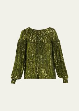 Sequin Long-Sleeve Blouse