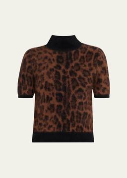 Ari Leopard Print Brushed Cashmere Sweater