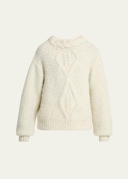 Romane Irish Funnel-Neck Alpaca Sweater