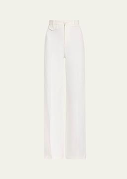 High-Rise Wide-Leg Cotton Pants