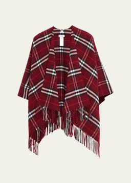Charlotte Check Wool Cashmere Cape