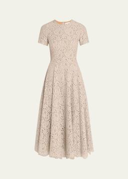Lace Short-Sleeve Midi Dance Dress