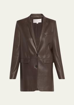 Leather Single-Breasted Boyfriend Blazer