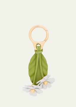 Chamomile Flower Bag Charm in Calfskin Leather