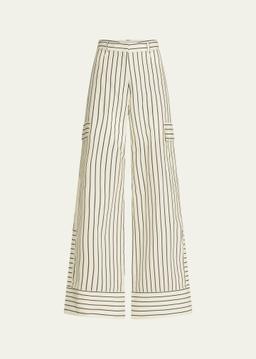 Falak Striped Wide Leg Cargo Pants