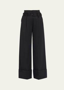 Multi Belt Loop Wide-Leg Trousers