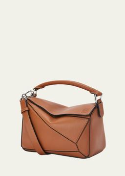 Puzzle Edge Small Shoulder Bag in Calfskin Leather