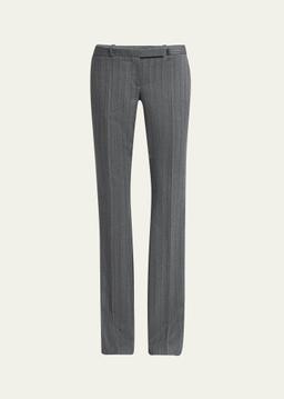 Low-Rise Herringbone Striped Flare Trousers