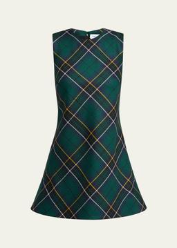 Tartan Sleeveless Flared Mini Dress