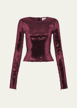 Loida Sequined Long-Sleeve Top