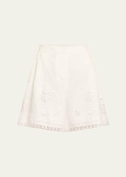 Nero Embroidered Wide-Leg Shorts