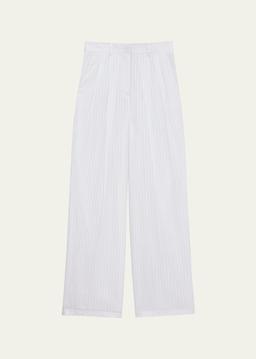Pinstripe Double-Pleated Pants