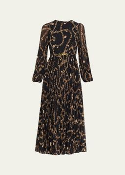 Sunray Long-Sleeve Belted Dress