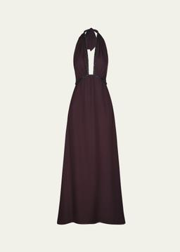 Destiny Embellished Plunging Halter Maxi Dress