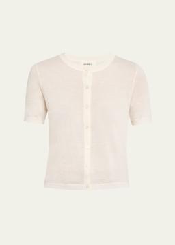 Charlotte Short-Sleeve Cashmere Cardigan