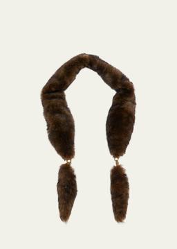 Lamb Shearling Chain-Tails Scarf