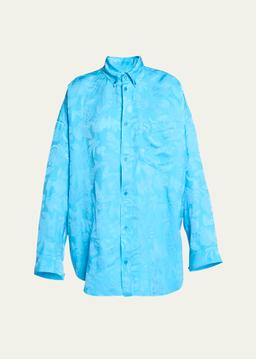 Long-Sleeve Button-Down Cocoon Shirt