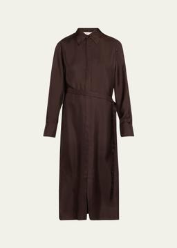 Long-Sleeve Deconstructed Silk Wrap Dress