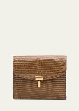 T-Lock Lizard-Embossed Leather Cardholder