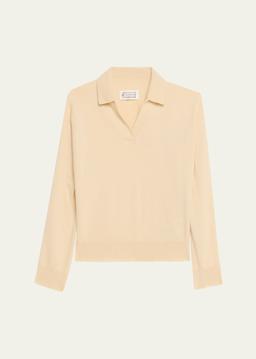 V-Neck Wool Polo Sweater