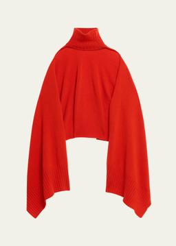 Turtleneck Knit Wool Cape