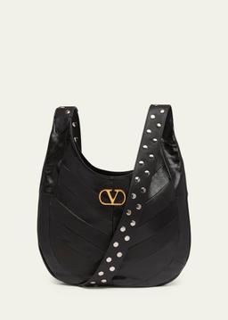 Hoboho Studded Patchwork Leather Hobo Bag