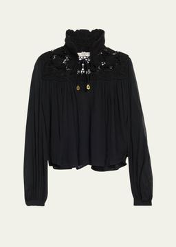 Daphne Long-Sleeve Lace Top