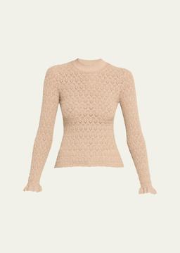 Ruby Crewneck Pointelle Knit Sweater