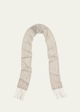 Beaded Fringe-Trim Georgette Scarf