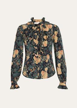 Catroux Long-Sleeve Silk Blouse