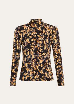 Aurelia Floral Jersey Turtleneck Top