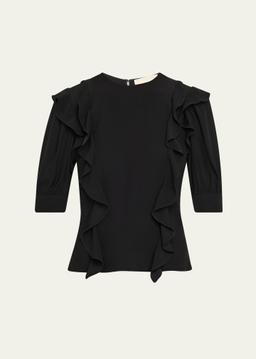 Carmen Ruffled Short-Sleeve Blouse