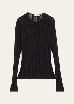 Ardith Long-Sleeve Lace Knit Top