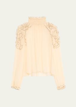 Magdalena Long-Sleeve Silk Blouse