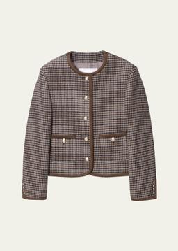 Tailored Houndstooth Tweed Jacket