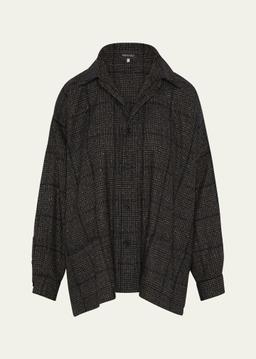 Wide A-Line Shirt Jacket With Collar (Mid Plus Length)