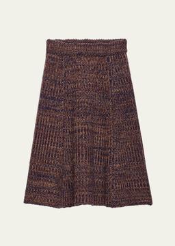 Cashmere-Wool Mouline Midi Skirt