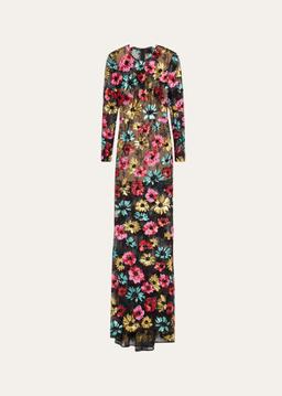 Francesca Sequin Embroidered Column Gown