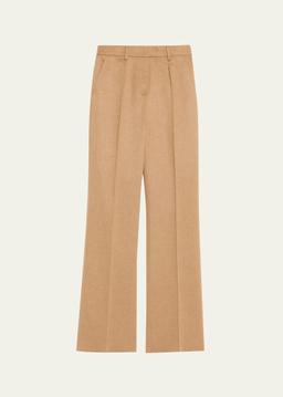 Carbone Pleated Wool Straight-Leg Trousers