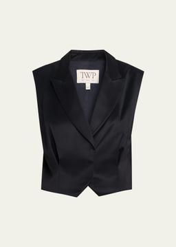 Katie Satin-Faced Wool Suit Vest