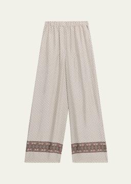 Valerio Silk Straight-Leg Pull-On Trousers