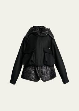 Layered Wool & Quilted Nylon Cargo Jacket