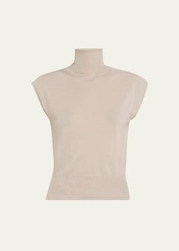 Cap-Sleeve Turtleneck Sweater