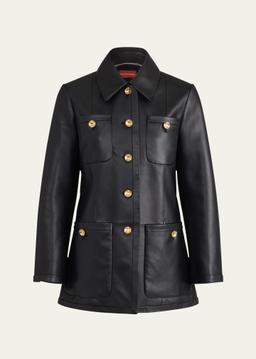 Leni Leather Single-Breasted Coat