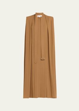 Trench-Tie Georgette Shirtdress