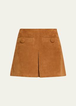 Suede Pleat Mini Skirt