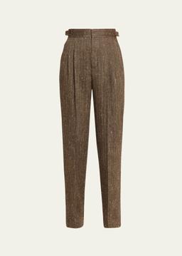 Malik Pleated Straight-Leg Trousers