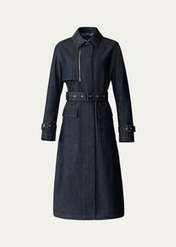 India Belted Denim Trench Coat