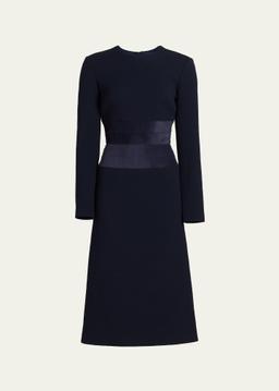 Long-Sleeve A-Line Midi Dress